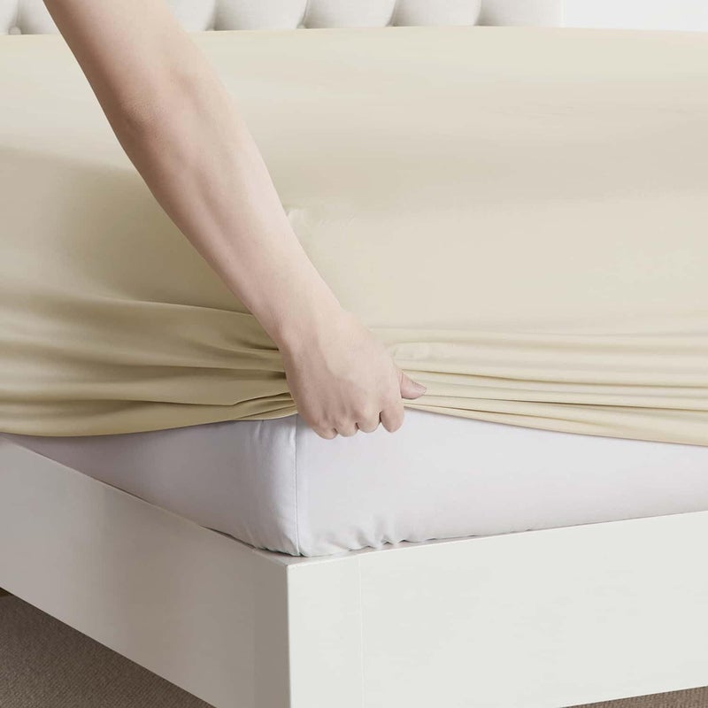 Clara Clark Cal King Sheets, 6 Piece Set - Hotel Luxury Sheets for Cal King Size Bed, Super Soft Bedding Set, Cal King Size, Beige Cream - Image 3